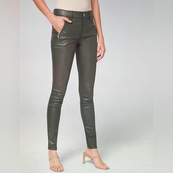 NWT WHBM MidRise Coated Moto Skinny Green 2R - Picture 1 of 16